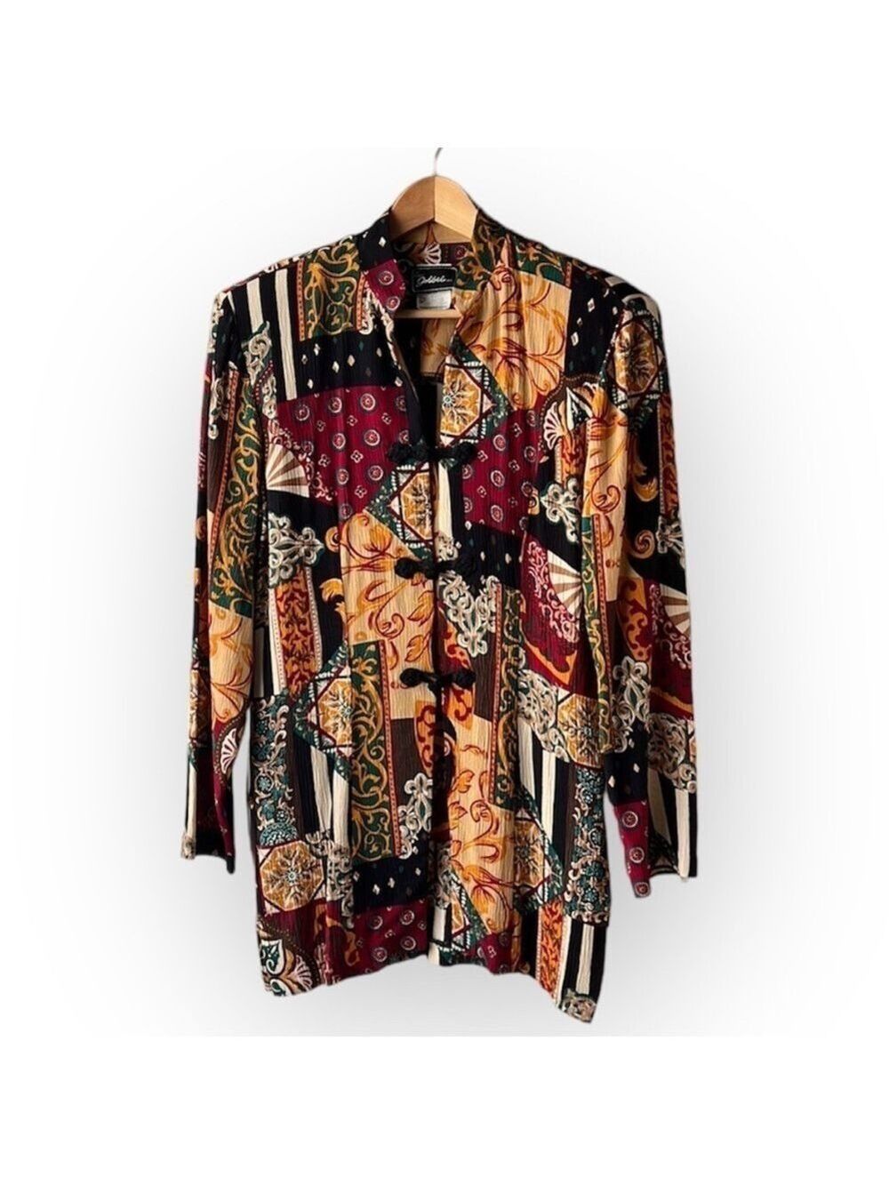 Jolibee Vintage Multicolored Creped Fabric Abstract Pattern Tunic Size 12